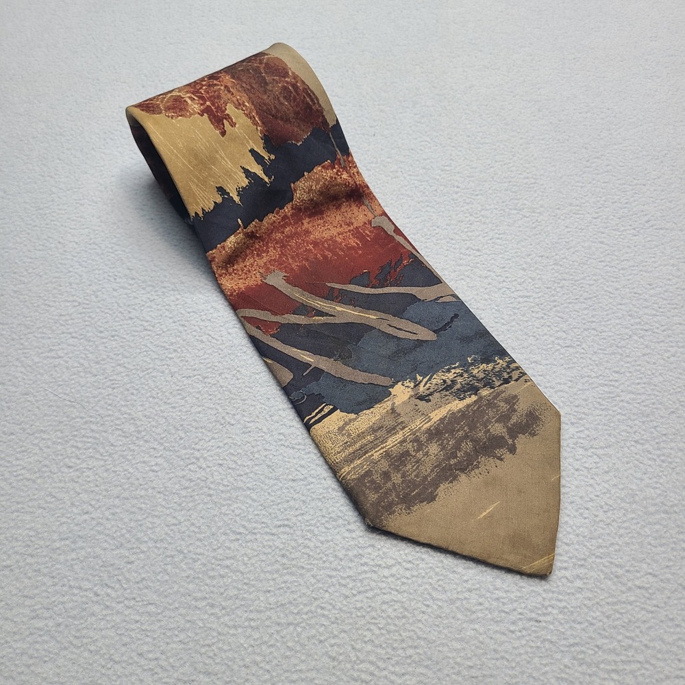 Secours Silk Necktie Mens OS Multicolor Excellent Abstract Brushstroke USA Made